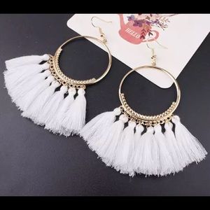 White tassel earrings